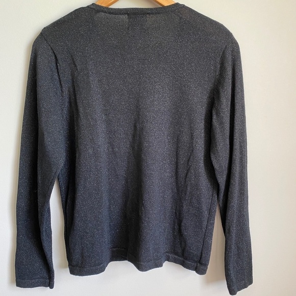 Bentley Vintage Womens Black Metallic Single Button Sweater Cardigan Top Medium - Picture 5 of 12